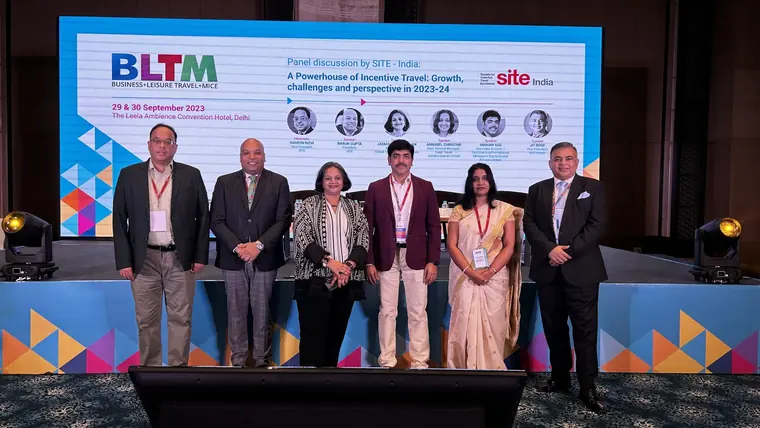 Panellists on stage at BLTM 2023 for the session on incentive travel